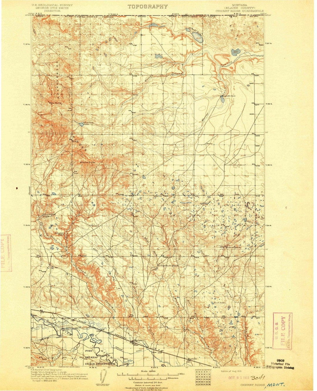 1913 Cherry Ridge, MT - Montana - USGS Topographic Map