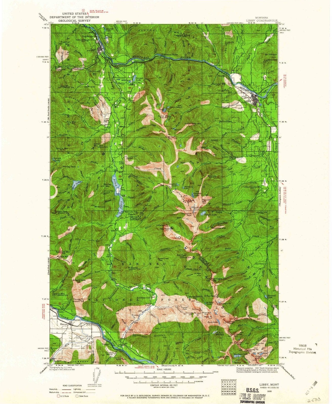 1930 Libby, MT - Montana - USGS Topographic Map