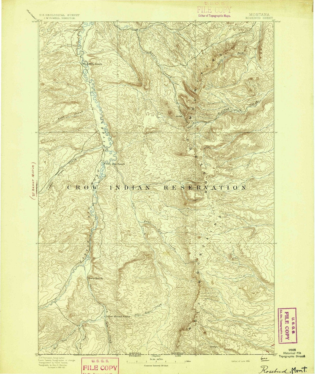1894 Rosebud, MT - Montana - USGS Topographic Map