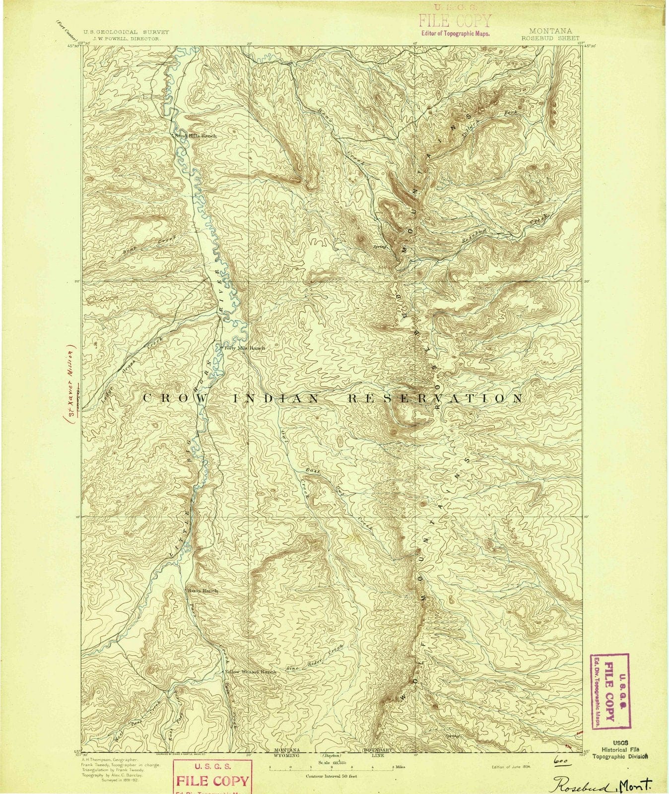 1894 Rosebud, MT - Montana - USGS Topographic Map