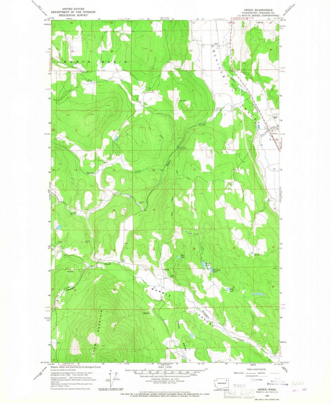 1965 Arden, WA - Washington - USGS Topographic Map
