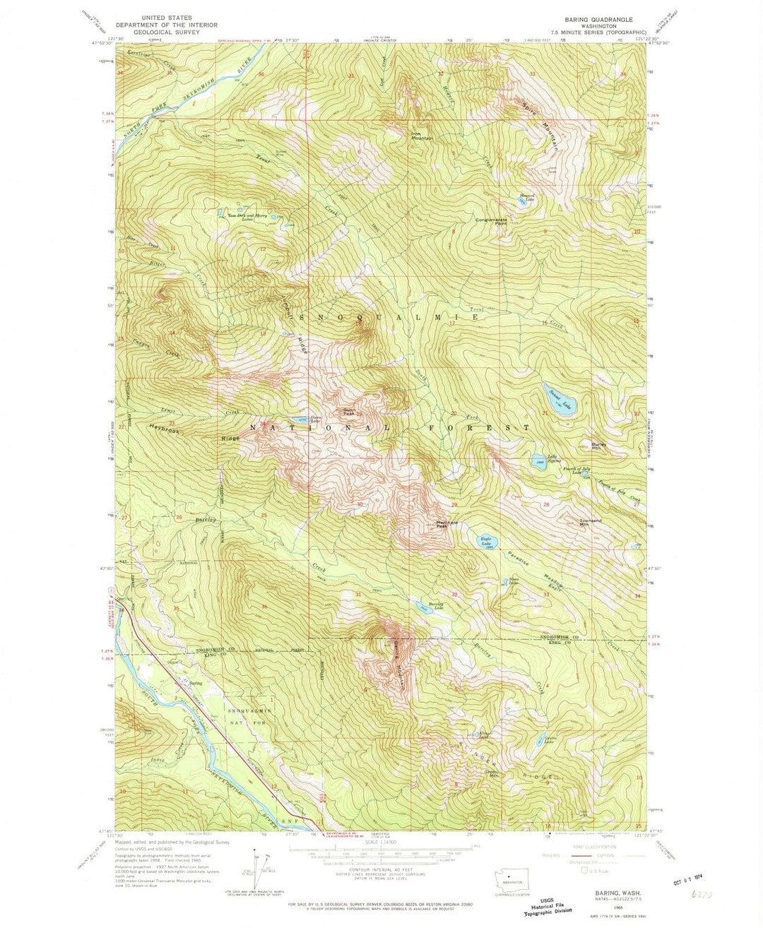 1965 Baring, WA - Washington - USGS Topographic Map