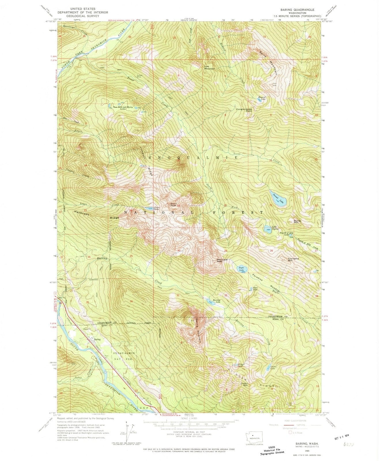 1965 Baring, WA - Washington - USGS Topographic Map