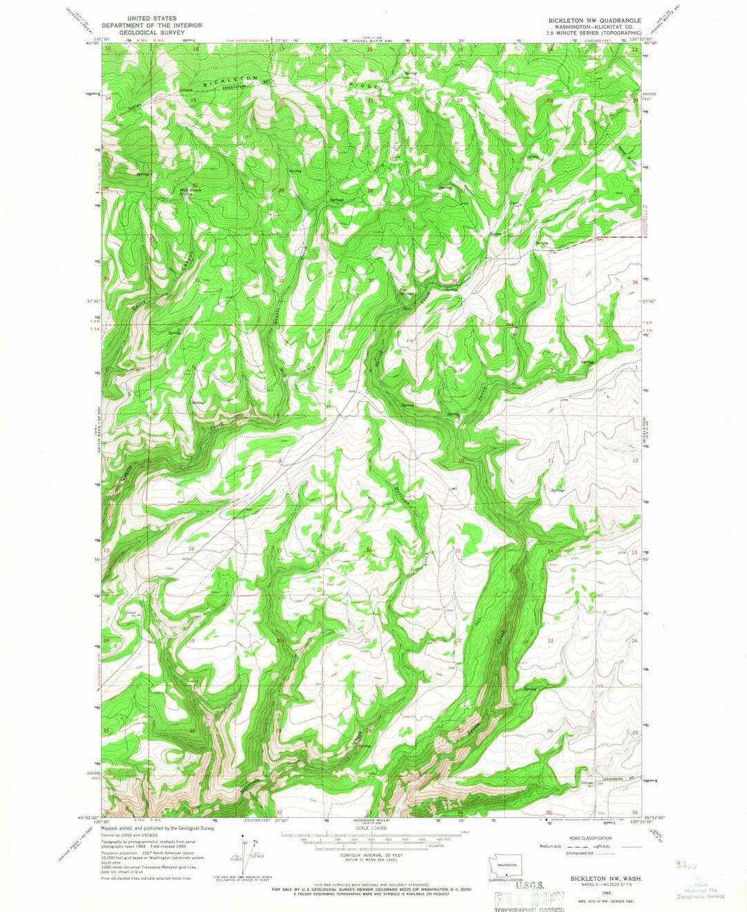 1965 Bickleton, WA - Washington - USGS Topographic Map