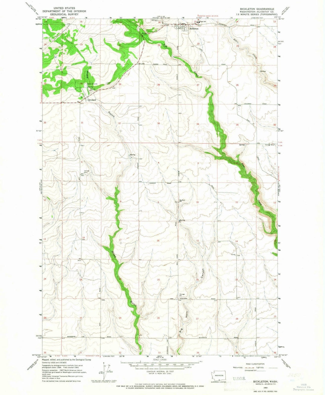 1965 Bickleton, WA - Washington - USGS Topographic Map v2