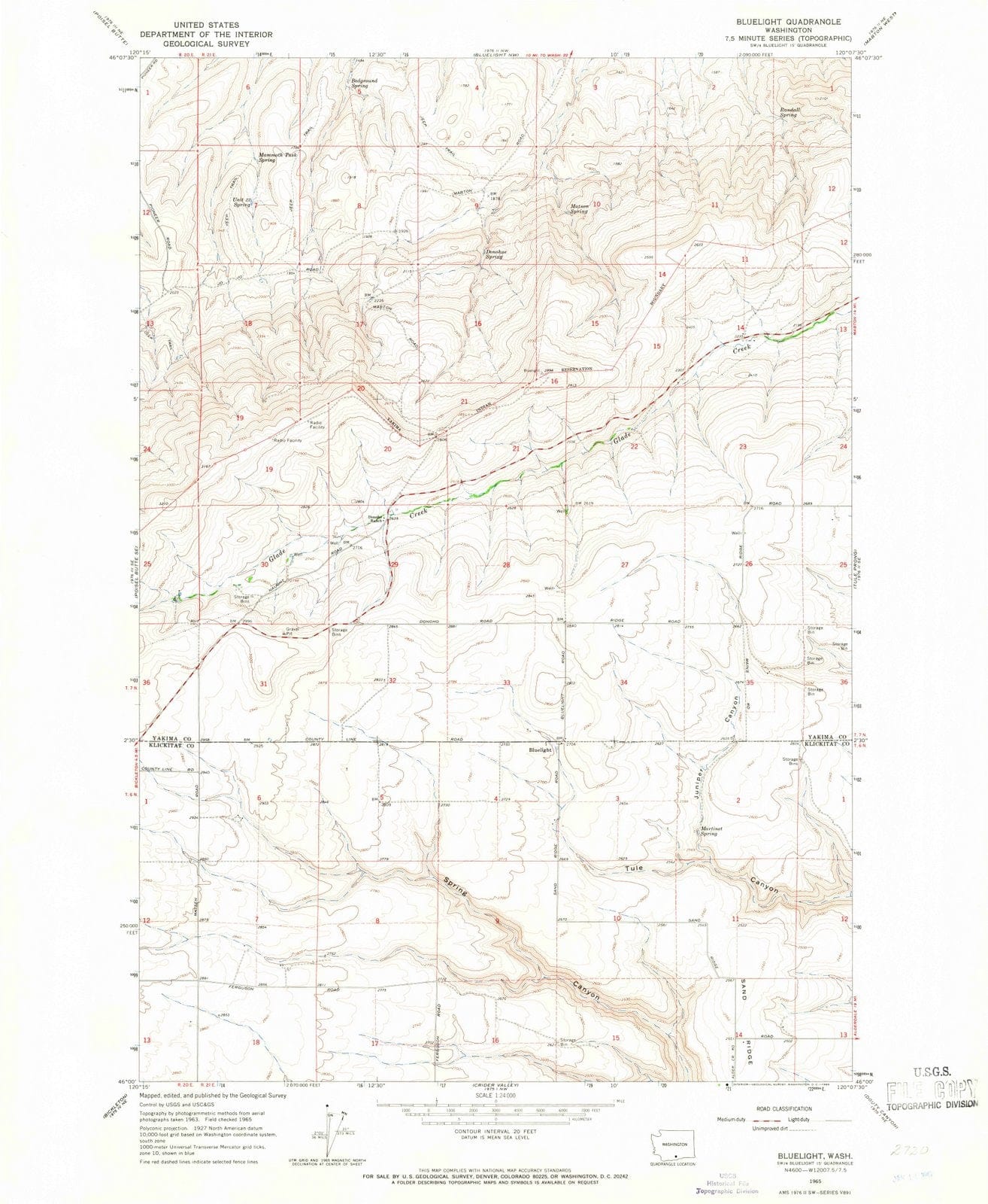 1965 Bluelight, WA - Washington - USGS Topographic Map v2