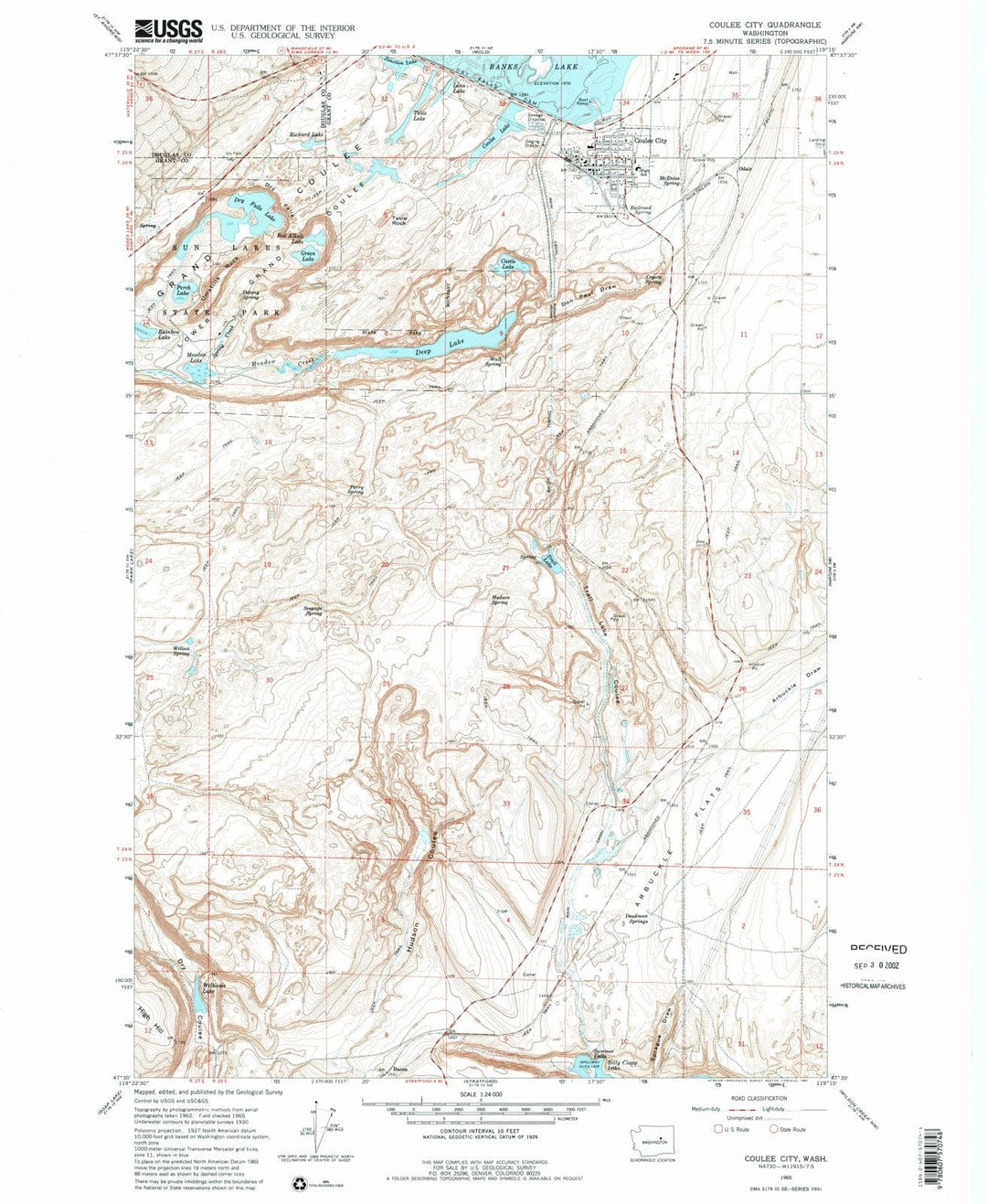 1965 Coulee City, WA - Washington - USGS Topographic Map