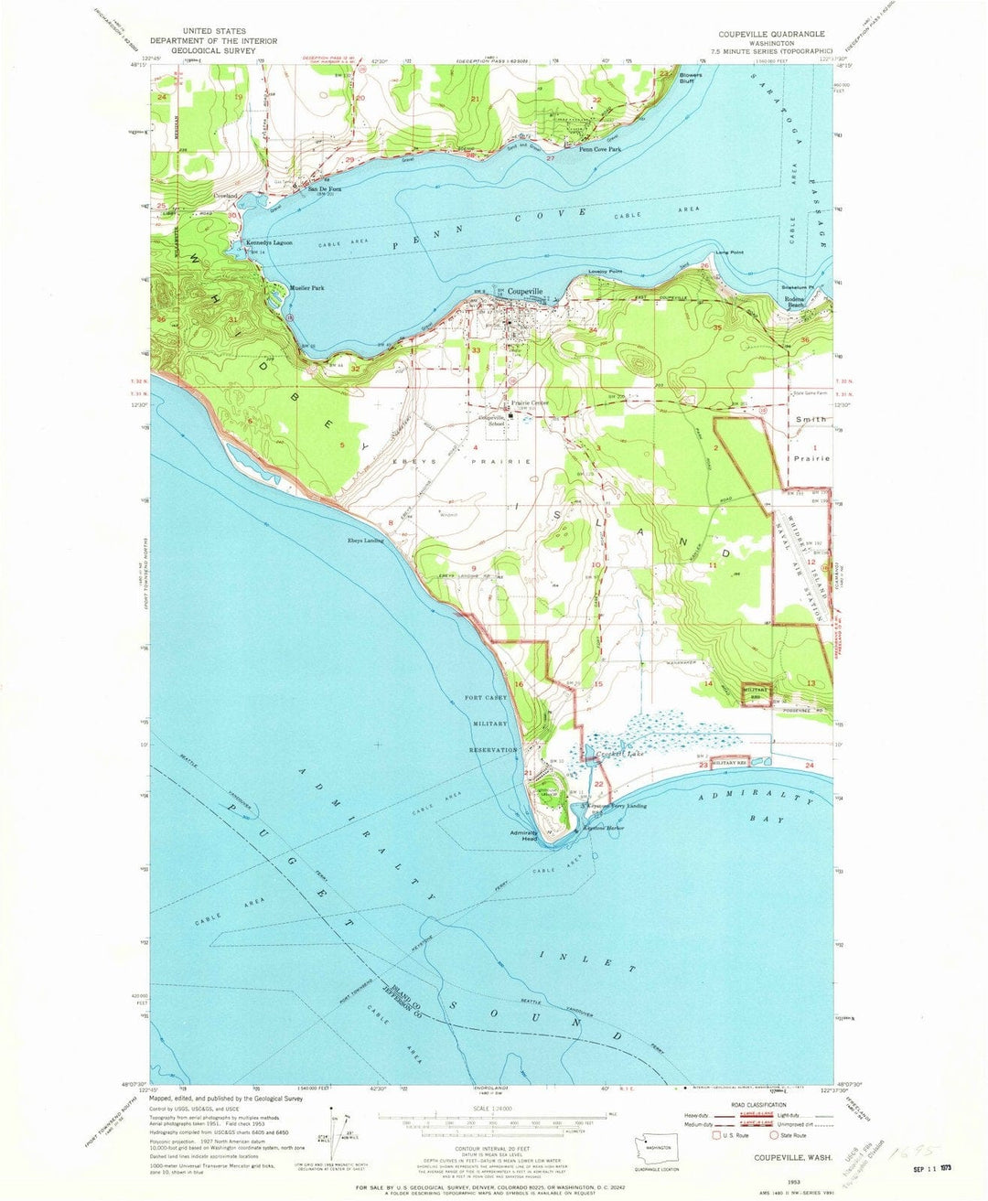 1953 Coupeville, WA - Washington - USGS Topographic Map