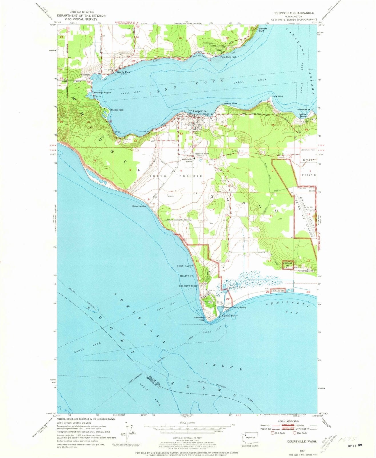 1953 Coupeville, WA - Washington - USGS Topographic Map