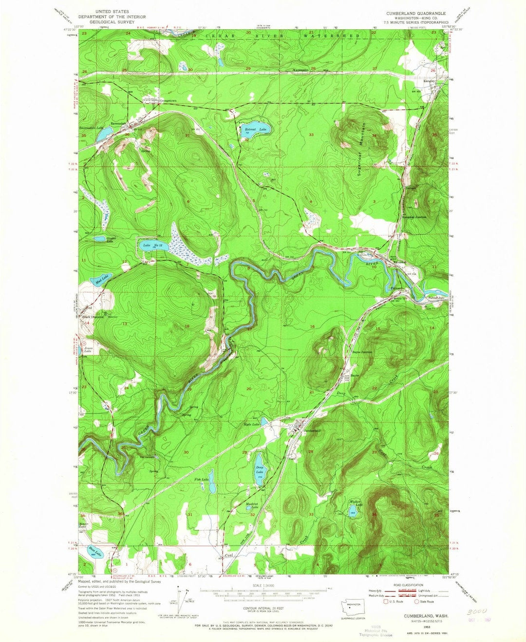 1953 Cumberland, WA - Washington - USGS Topographic Map