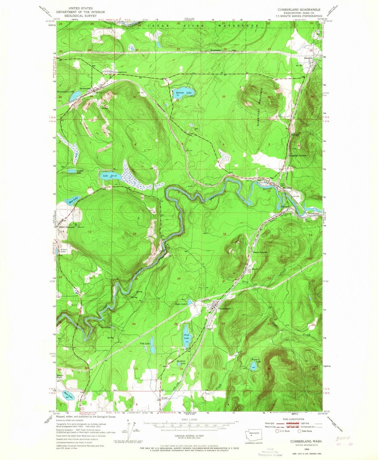 1953 Cumberland, WA - Washington - USGS Topographic Map