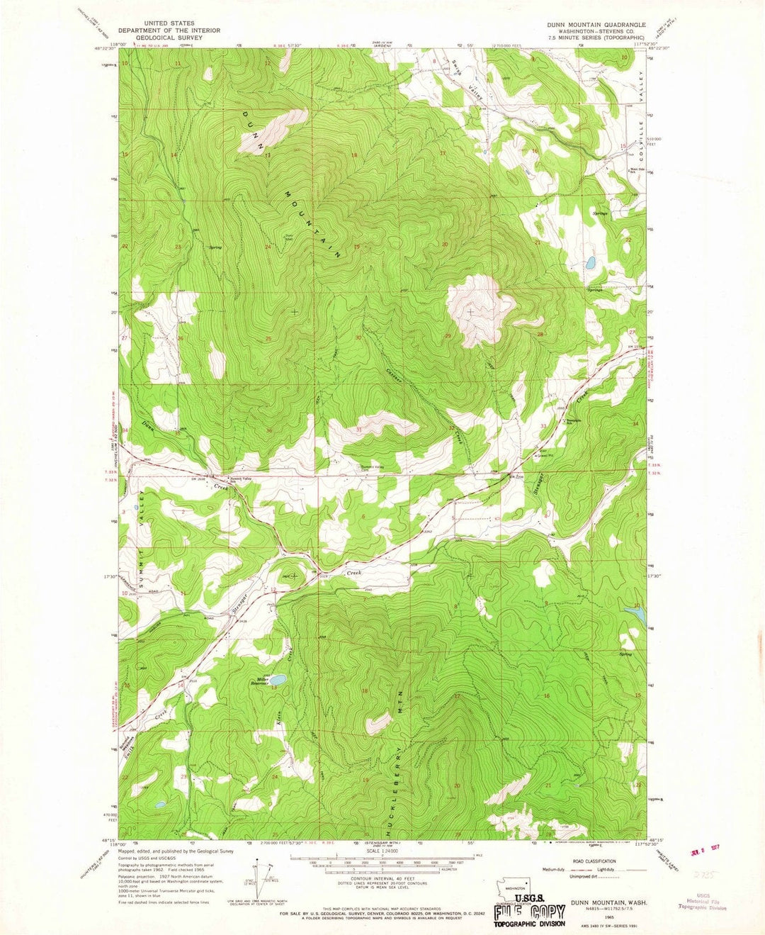 1965 Dunn Mountain, WA - Washington - USGS Topographic Map
