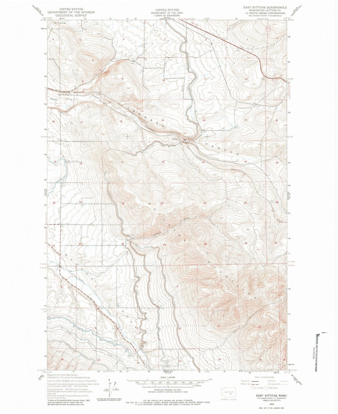 1953 East Kittitas, WA - Washington - USGS Topographic Map