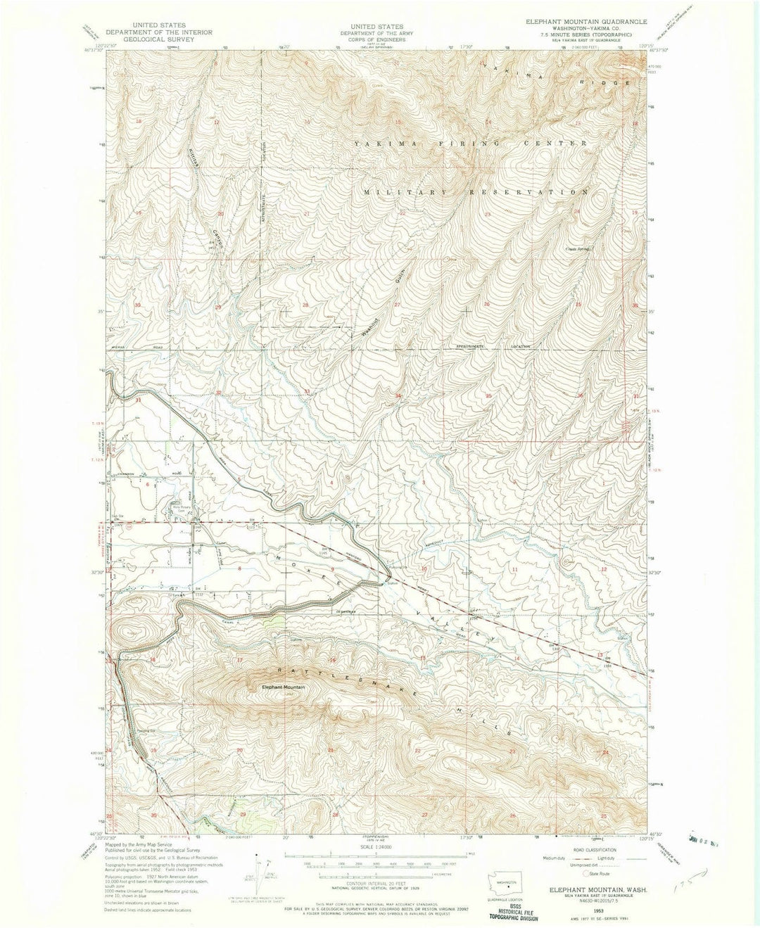 1953 Elephant Mountain, WA - Washington - USGS Topographic Map