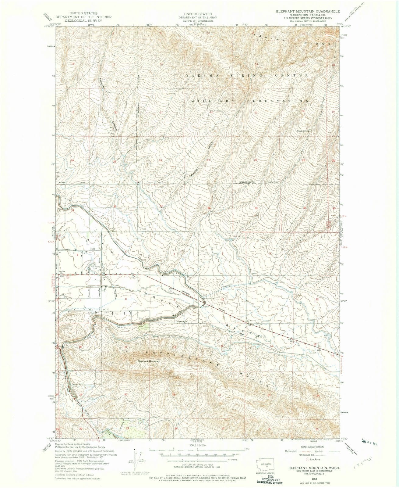 1953 Elephant Mountain, WA - Washington - USGS Topographic Map