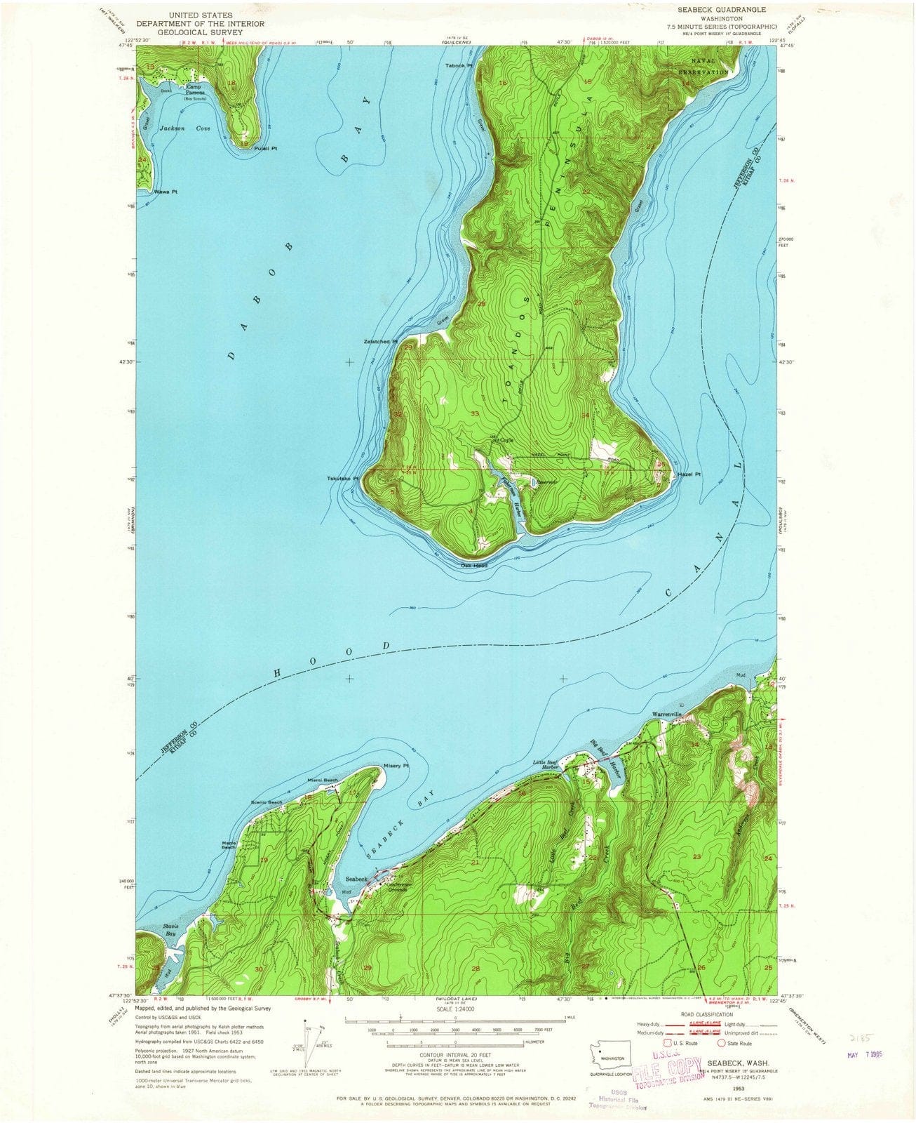 1953 Seabeck, WA - Washington - USGS Topographic Map