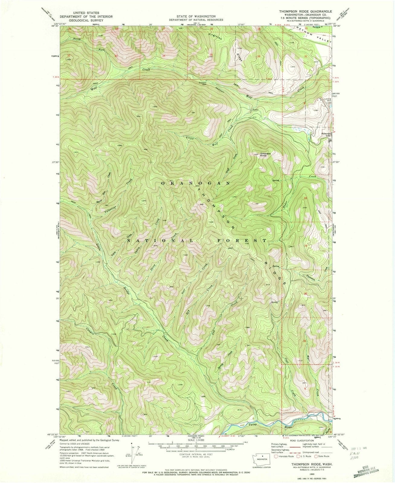1969 Thompson Ridge, WA - Washington - USGS Topographic Map – Historic ...