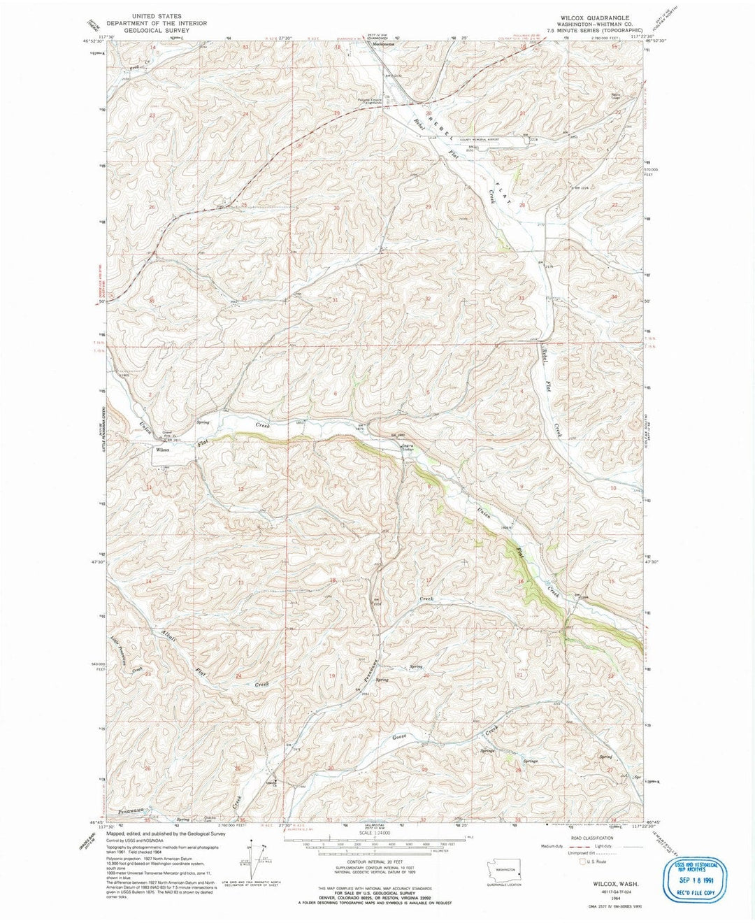 1964 Wilcox, WA - Washington - USGS Topographic Map