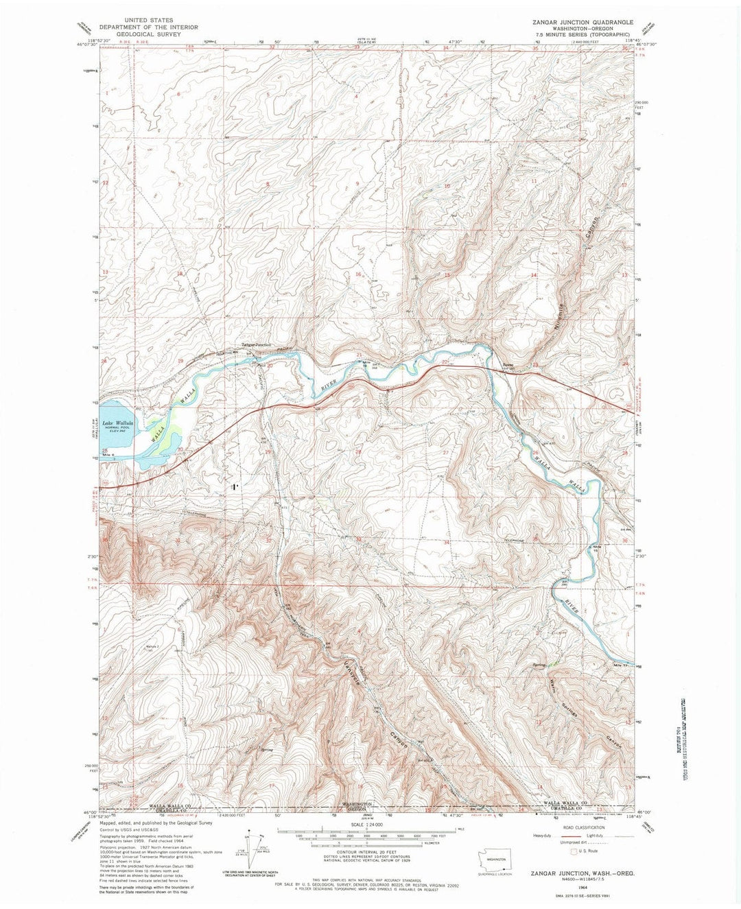 1964 Zangar Junction, WA - Washington - USGS Topographic Map