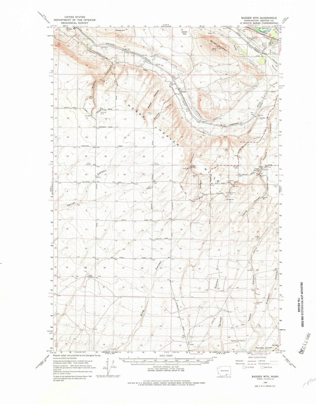 1965 Badger MTN, WA - Washington - USGS Topographic Map v2