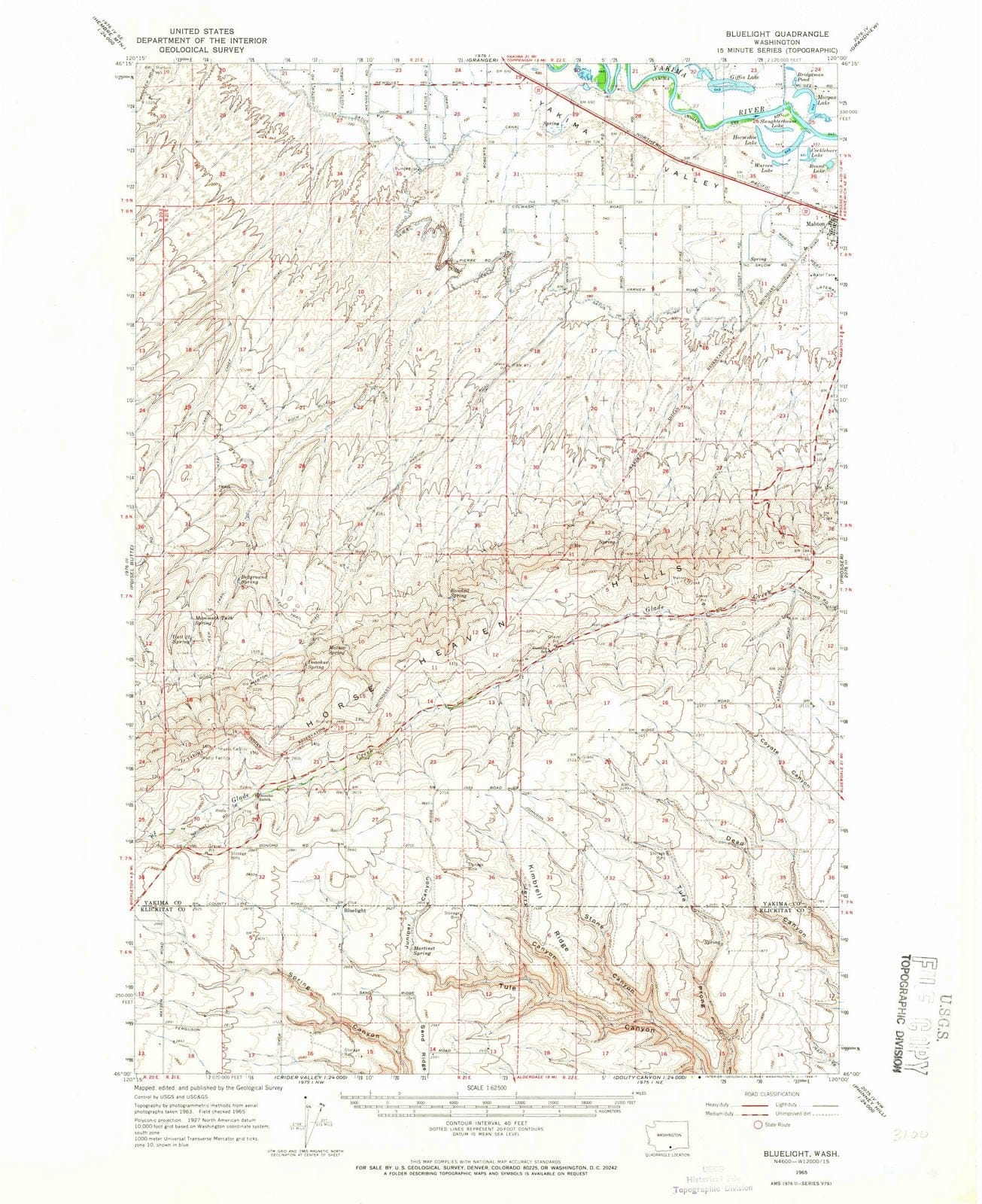 1965 Bluelight, WA - Washington - USGS Topographic Map v3