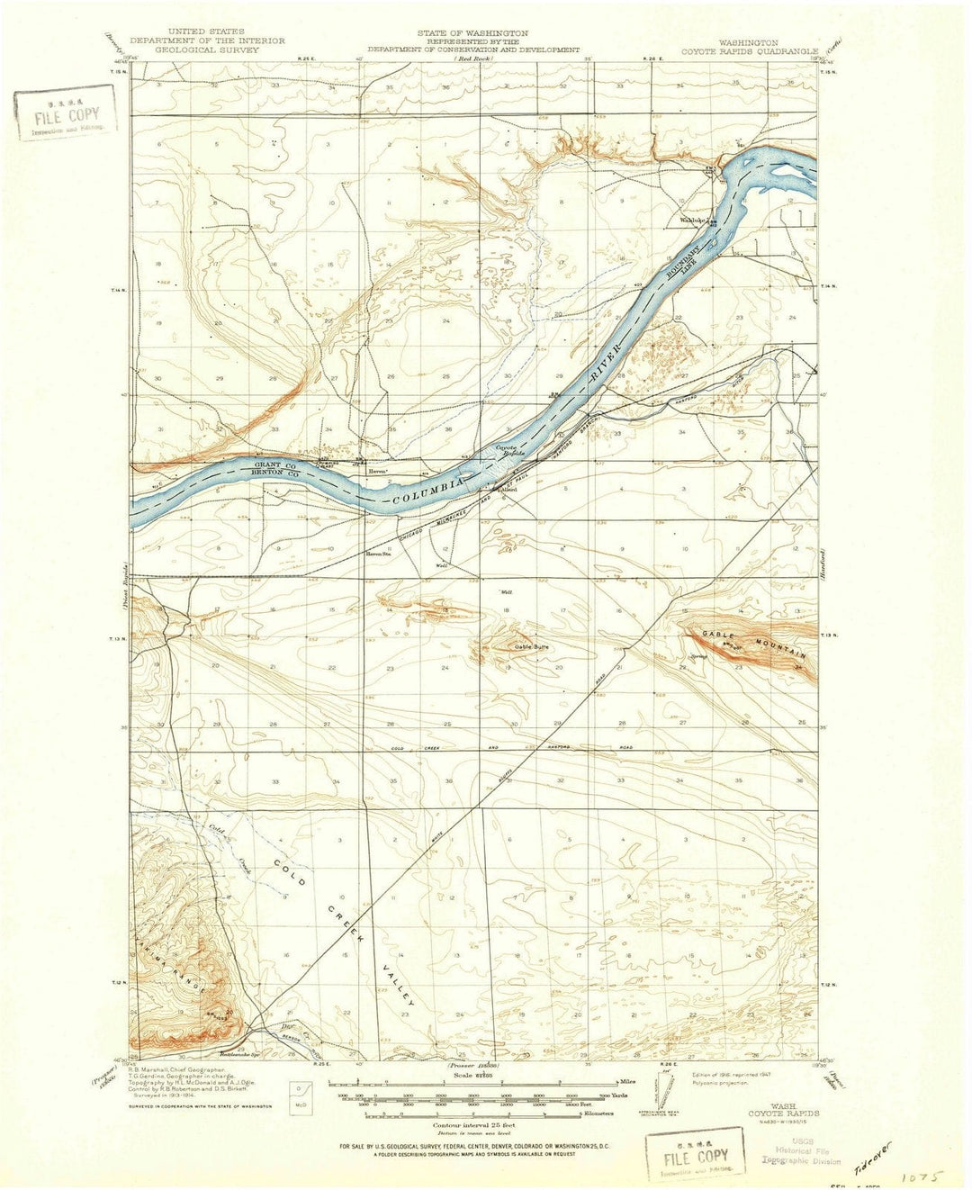 1916 Coyote Rapids, WA - Washington - USGS Topographic Map