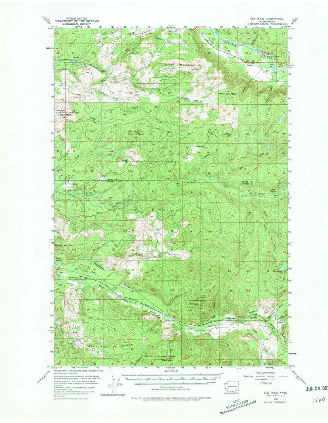 1953 Elk Rock, WA - Washington - USGS Topographic Map