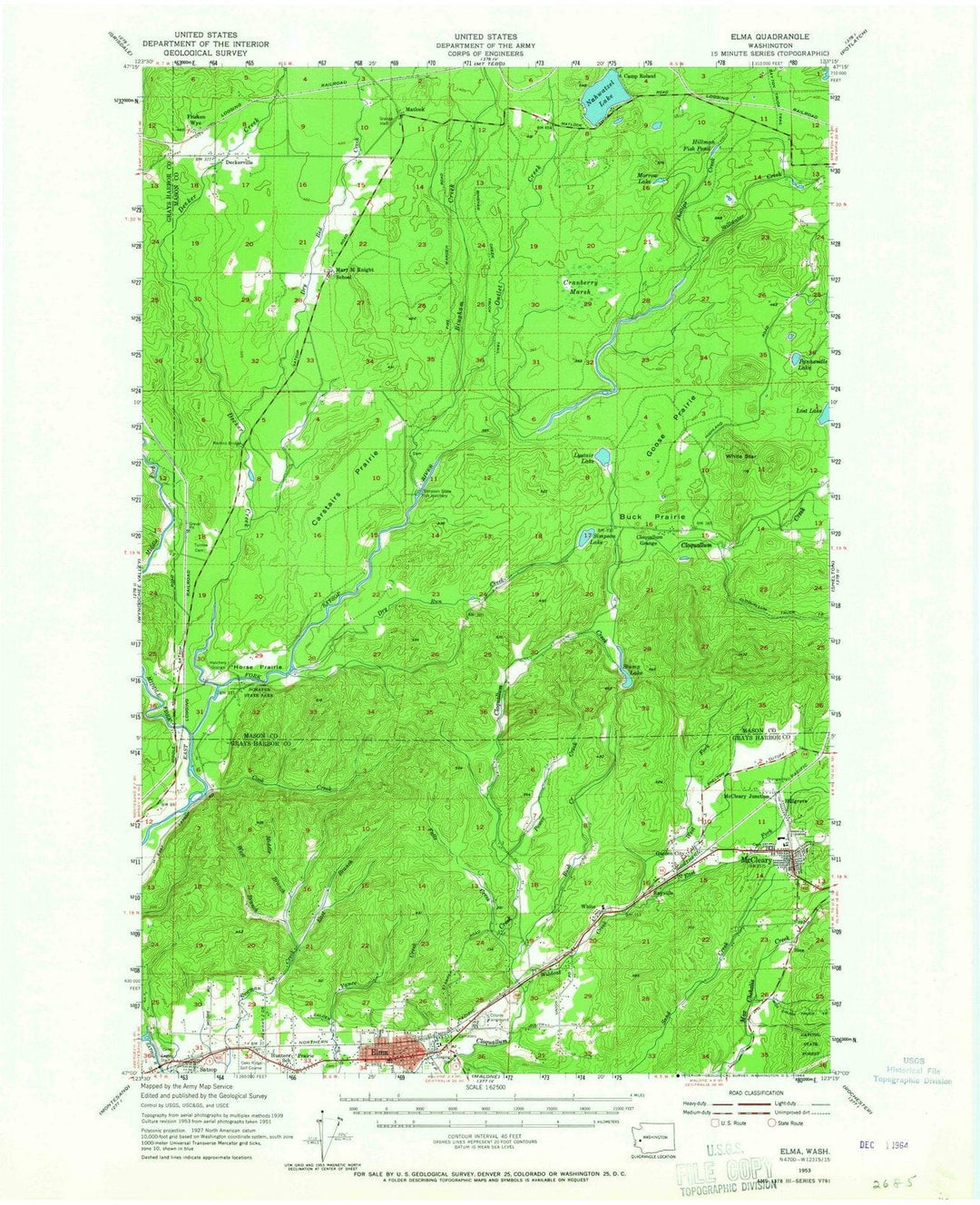 1953 Elma, WA - Washington - USGS Topographic Map