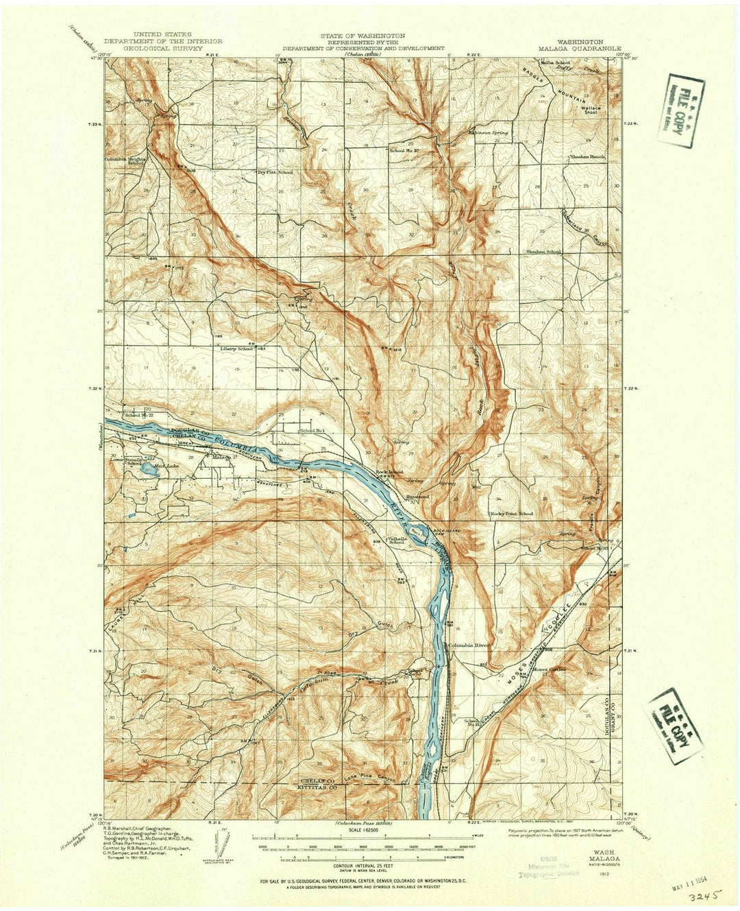 1912 Malaga, WA - Washington - USGS Topographic Map