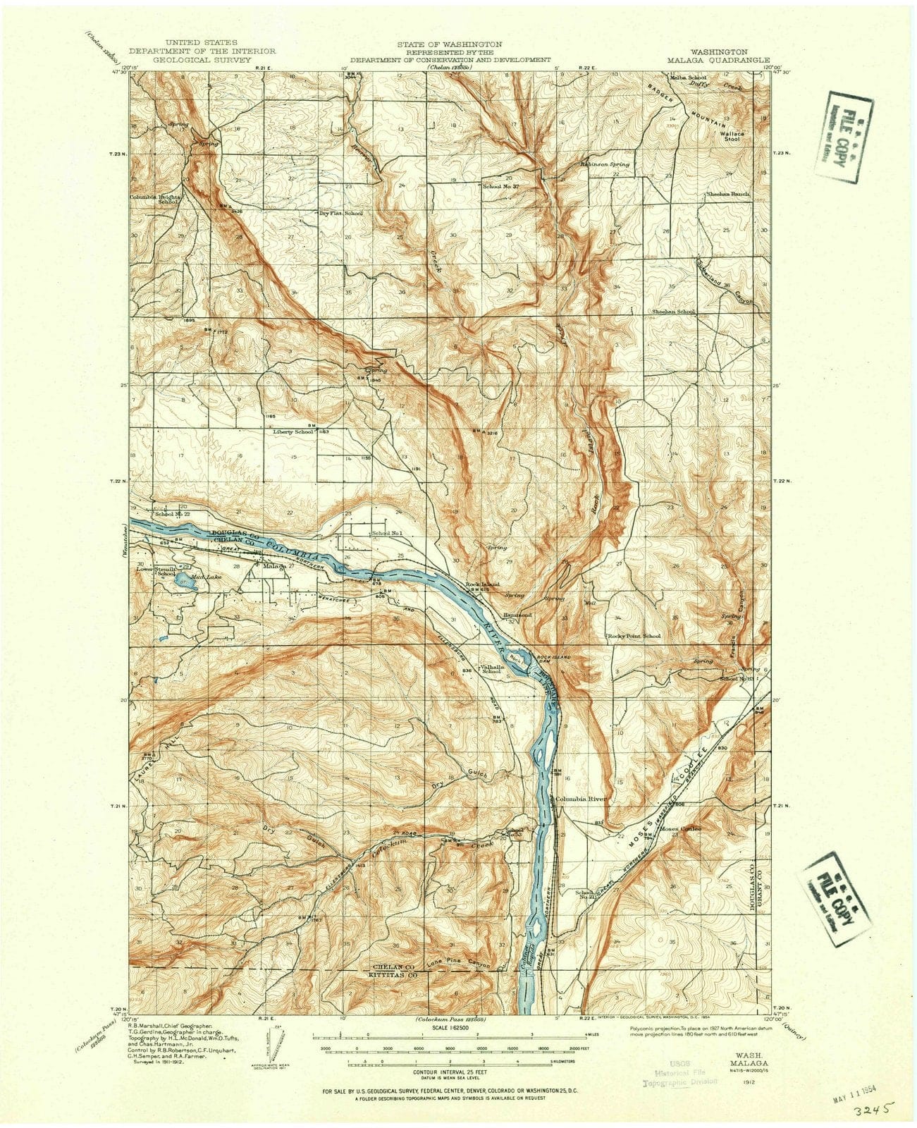 1912 Malaga, WA - Washington - USGS Topographic Map