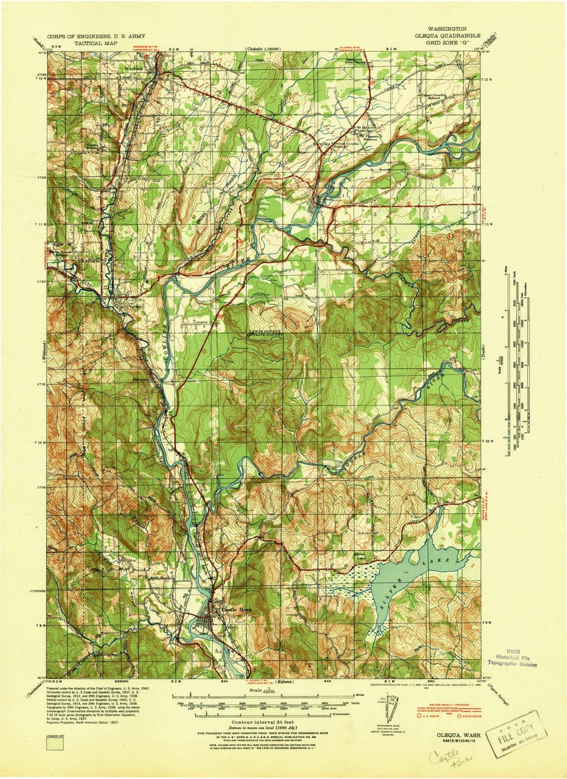 1941 Olequa, WA - Washington - USGS Topographic Map
