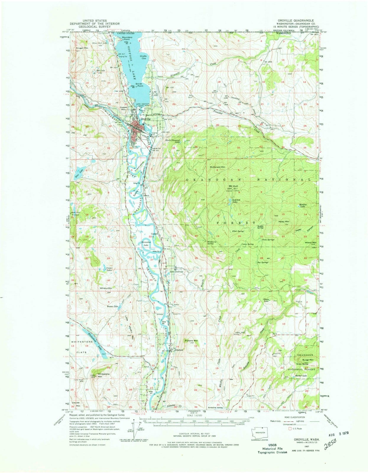 1957 Oroville, WA - Washington - USGS Topographic Map
