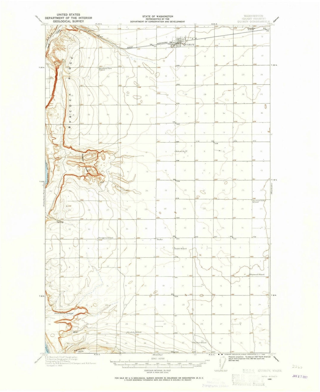 1909 Quincy, WA - Washington - USGS Topographic Map