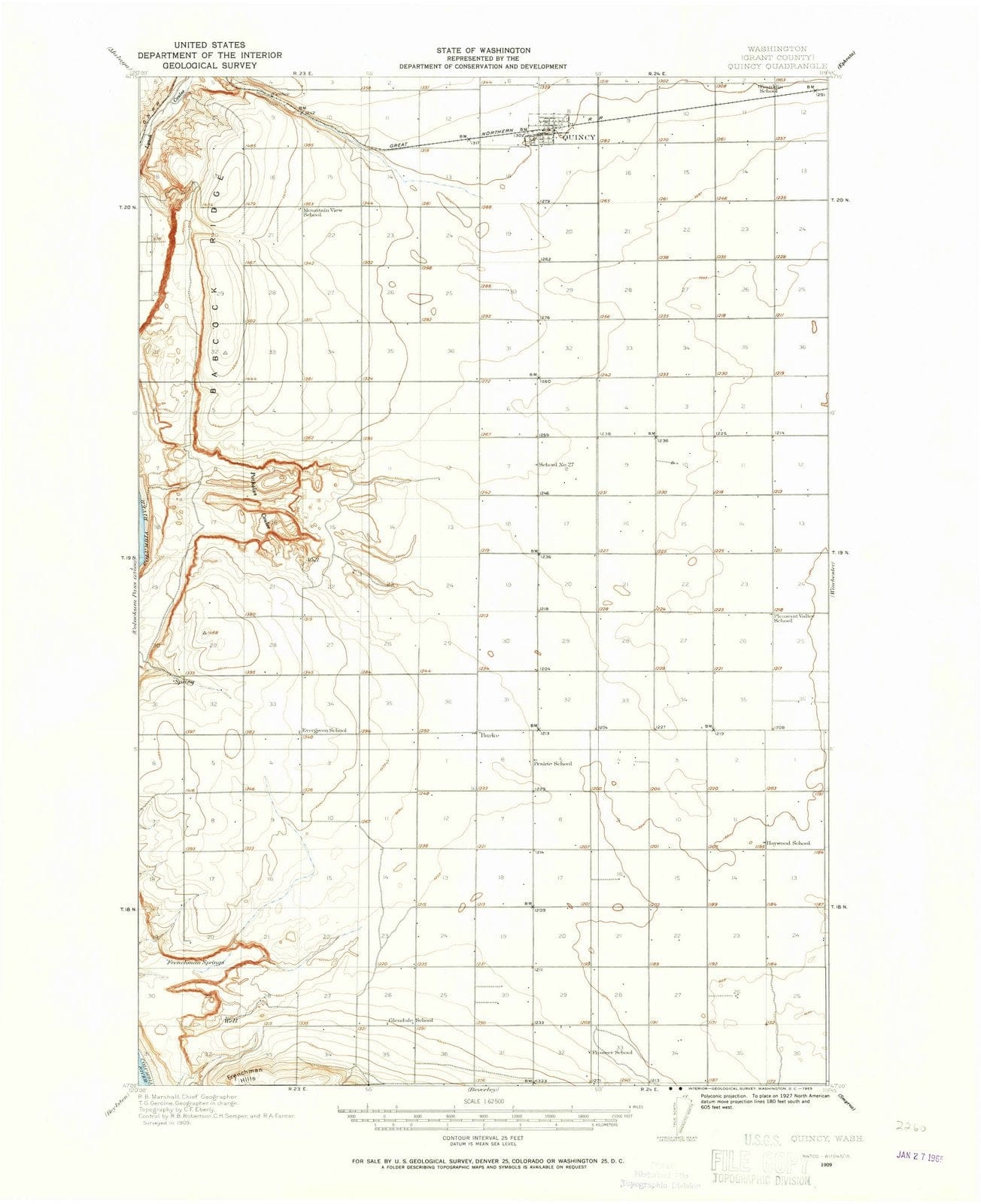 1909 Quincy, WA - Washington - USGS Topographic Map