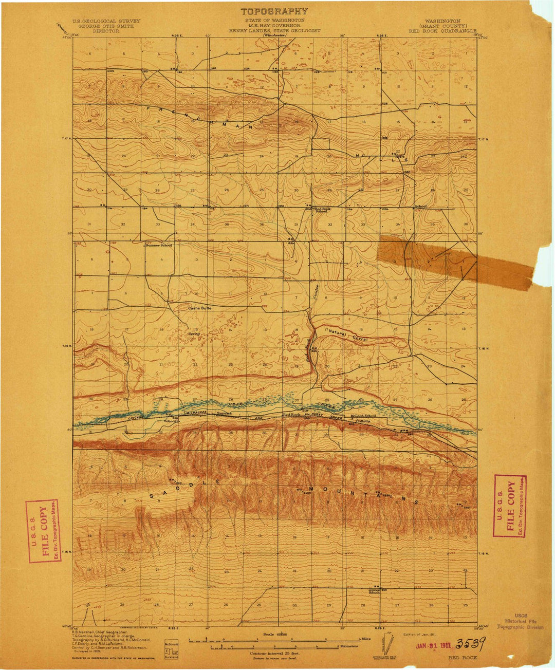 1911 Red Rock, WA - Washington - USGS Topographic Map