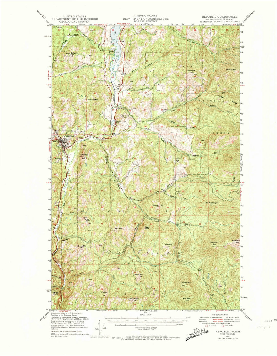 1948 Republic, WA - Washington - USGS Topographic Map