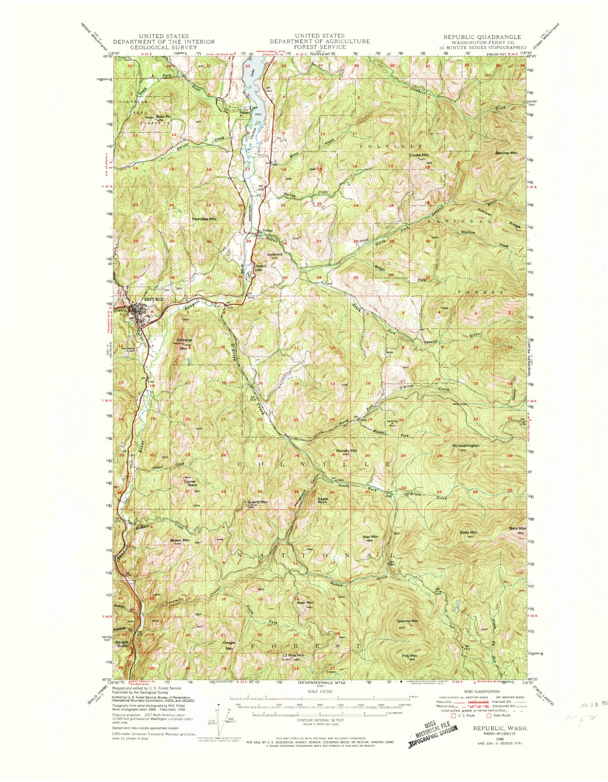 1948 Republic, WA - Washington - USGS Topographic Map