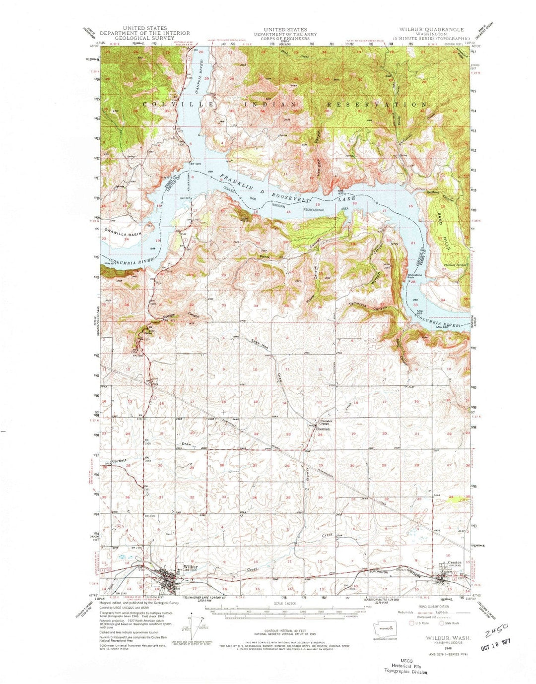 1948 Wilbur, WA - Washington - USGS Topographic Map