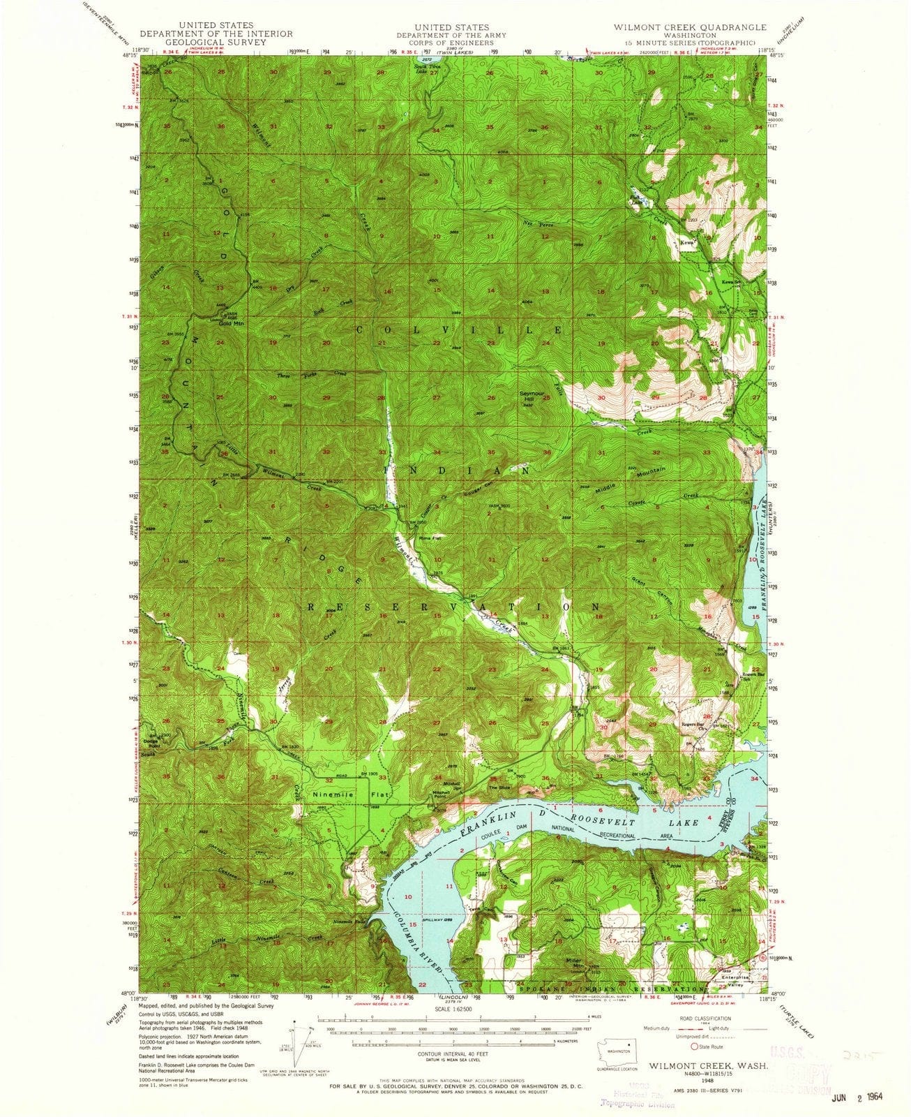 1948 Wilmont Creek, WA - Washington - USGS Topographic Map
