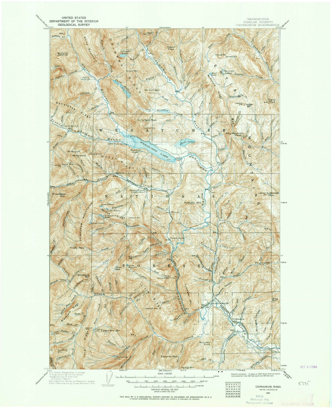 1901 Chiwaukum, WA - Washington - USGS Topographic Map