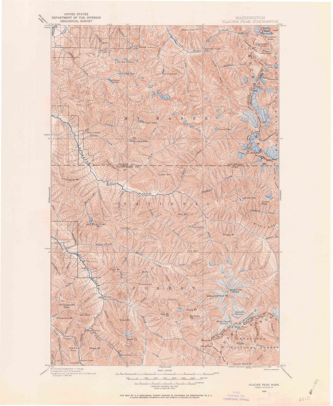 1899 Glacier Peak, WA - Washington - USGS Topographic Map