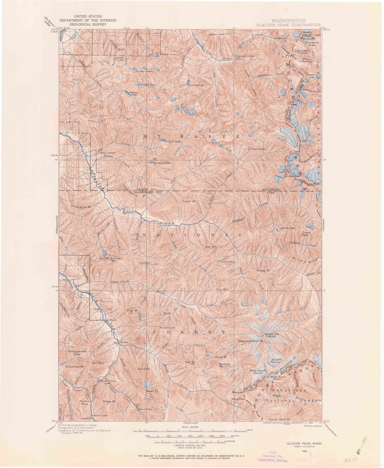 1899 Glacier Peak, WA - Washington - USGS Topographic Map