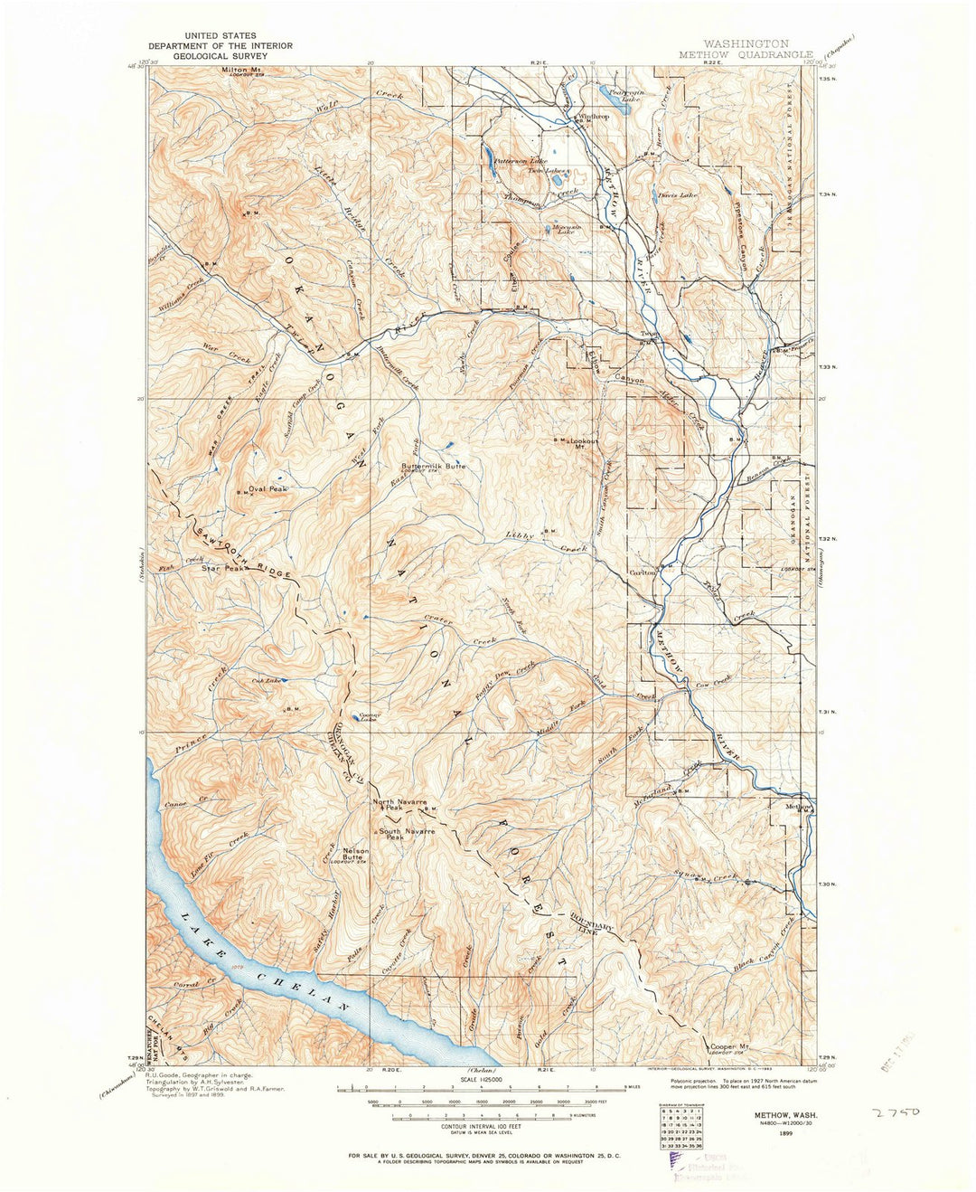 1899 Methow, WA - Washington - USGS Topographic Map