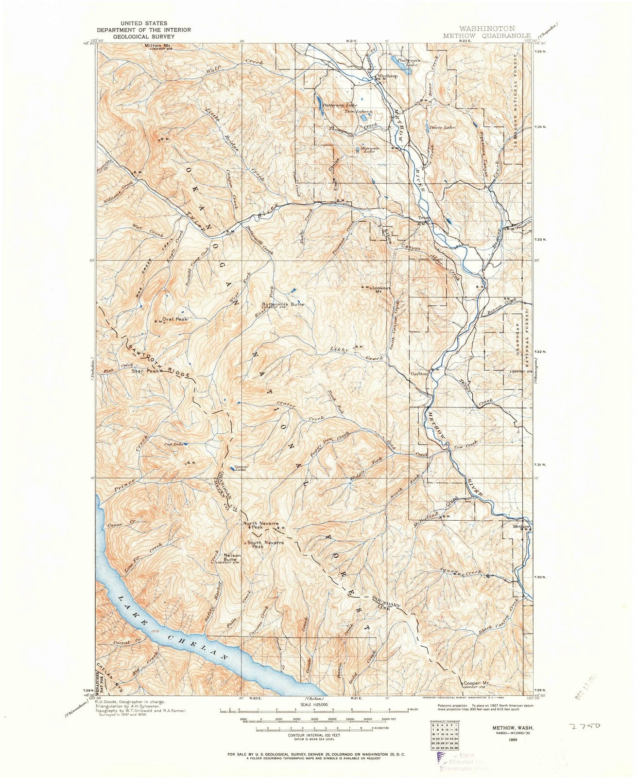 1899 Methow, WA - Washington - USGS Topographic Map