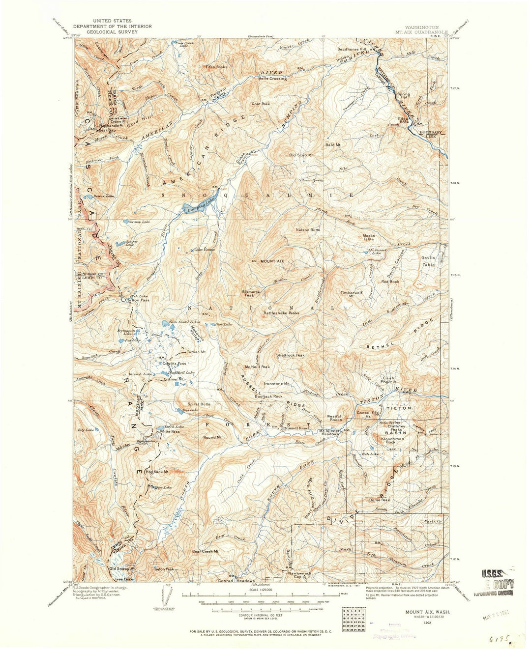 1902 Mount Aix, WA - Washington - USGS Topographic Map