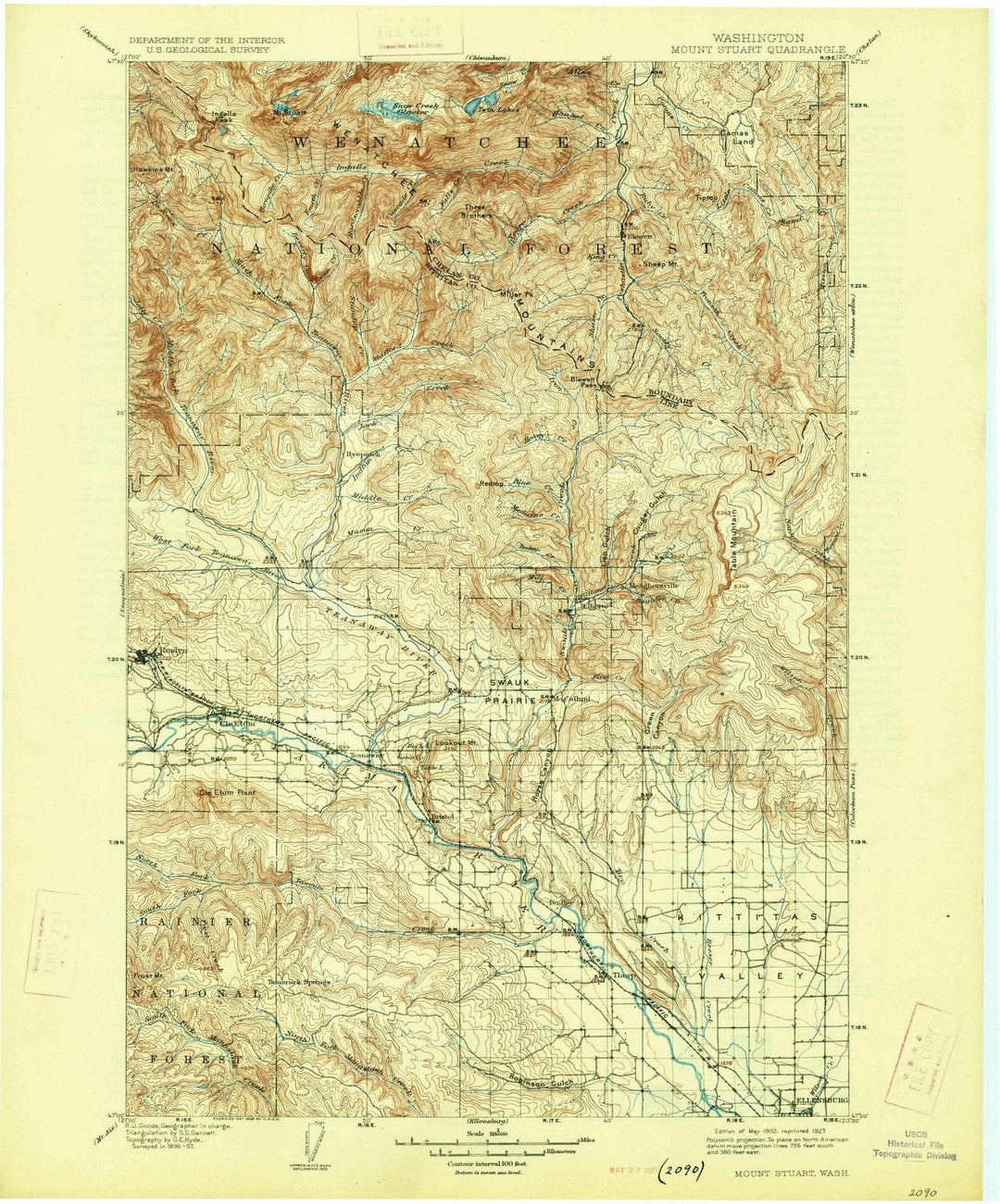 1902 Mt Stuart, WA - Washington - USGS Topographic Map