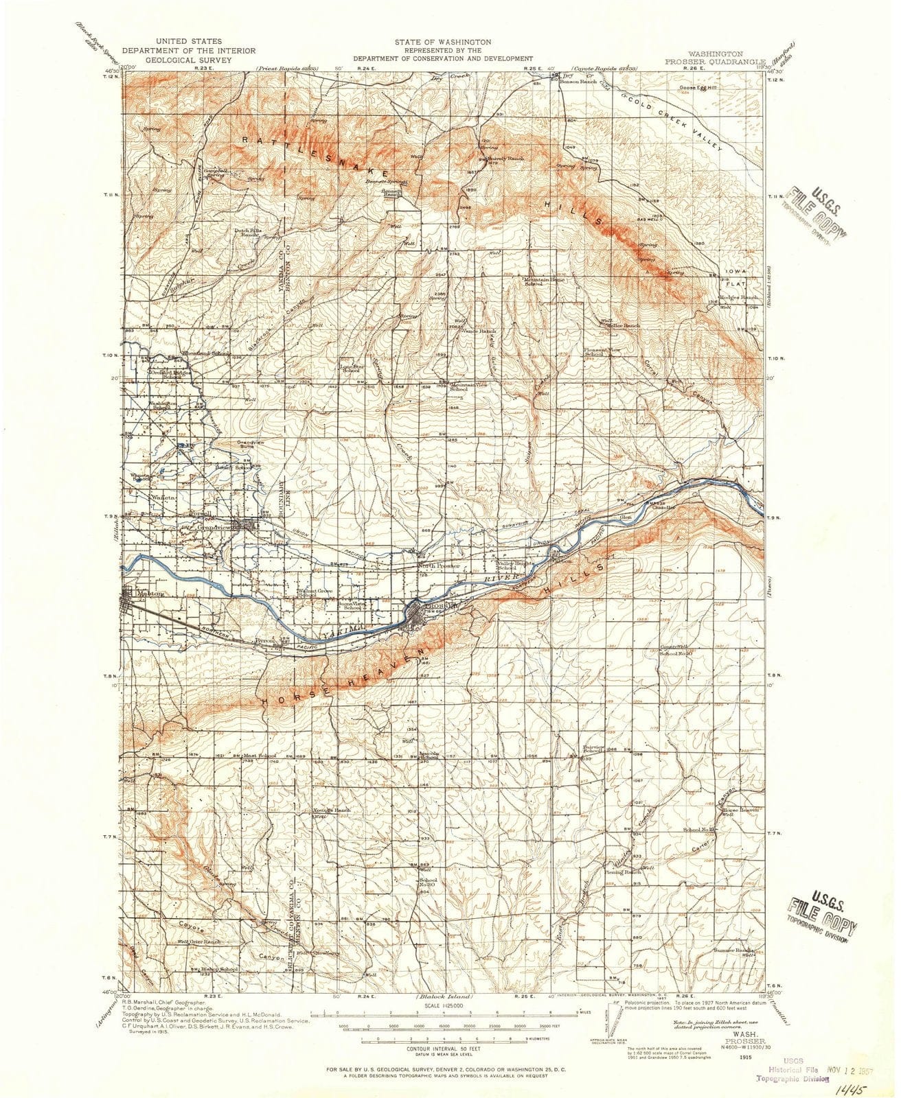 1915 Prosser, WA - Washington - USGS Topographic Map
