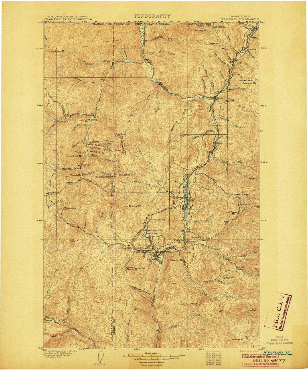 1904 Republic, WA - Washington - USGS Topographic Map