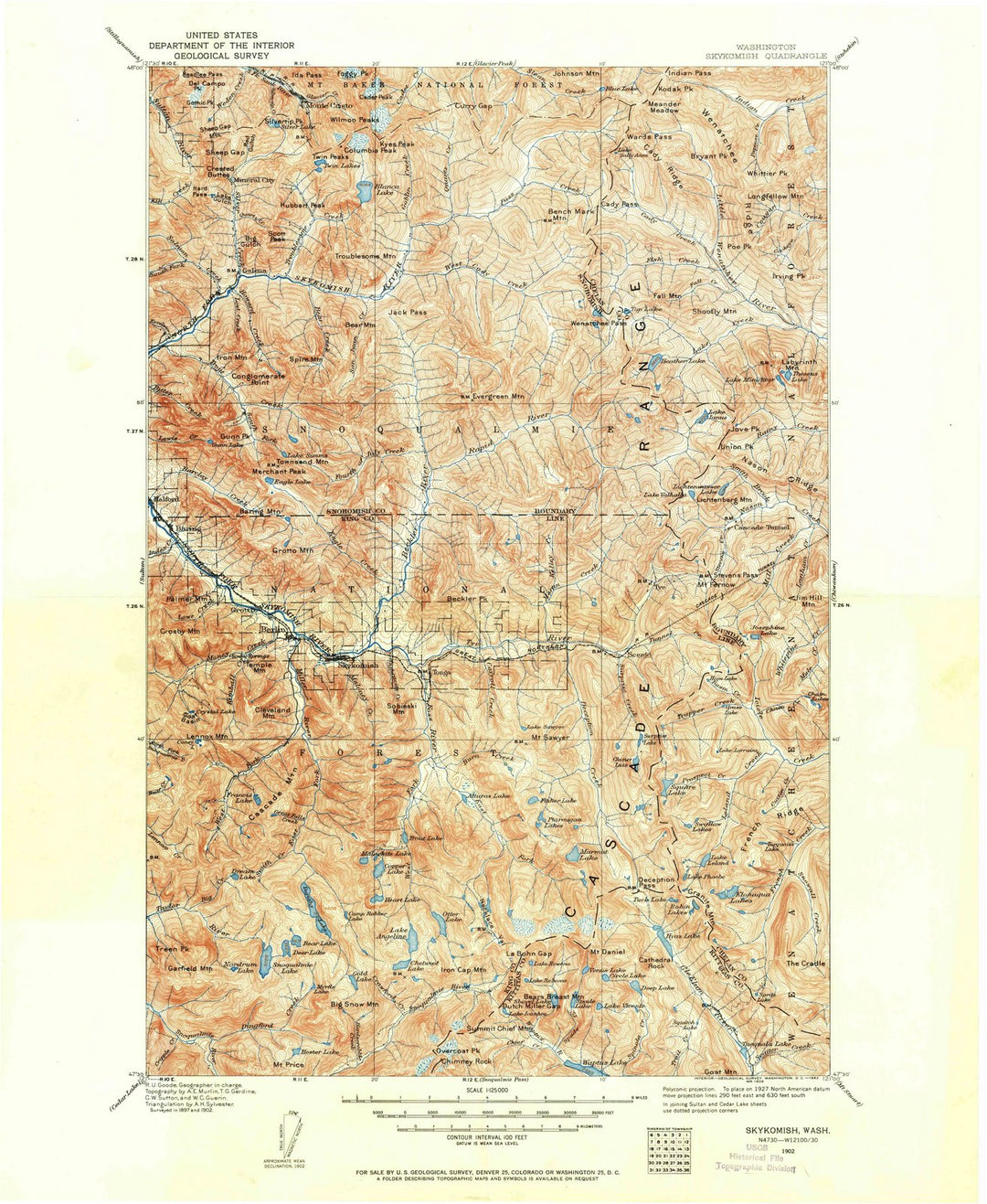 1902 Skykomish, WA - Washington - USGS Topographic Map