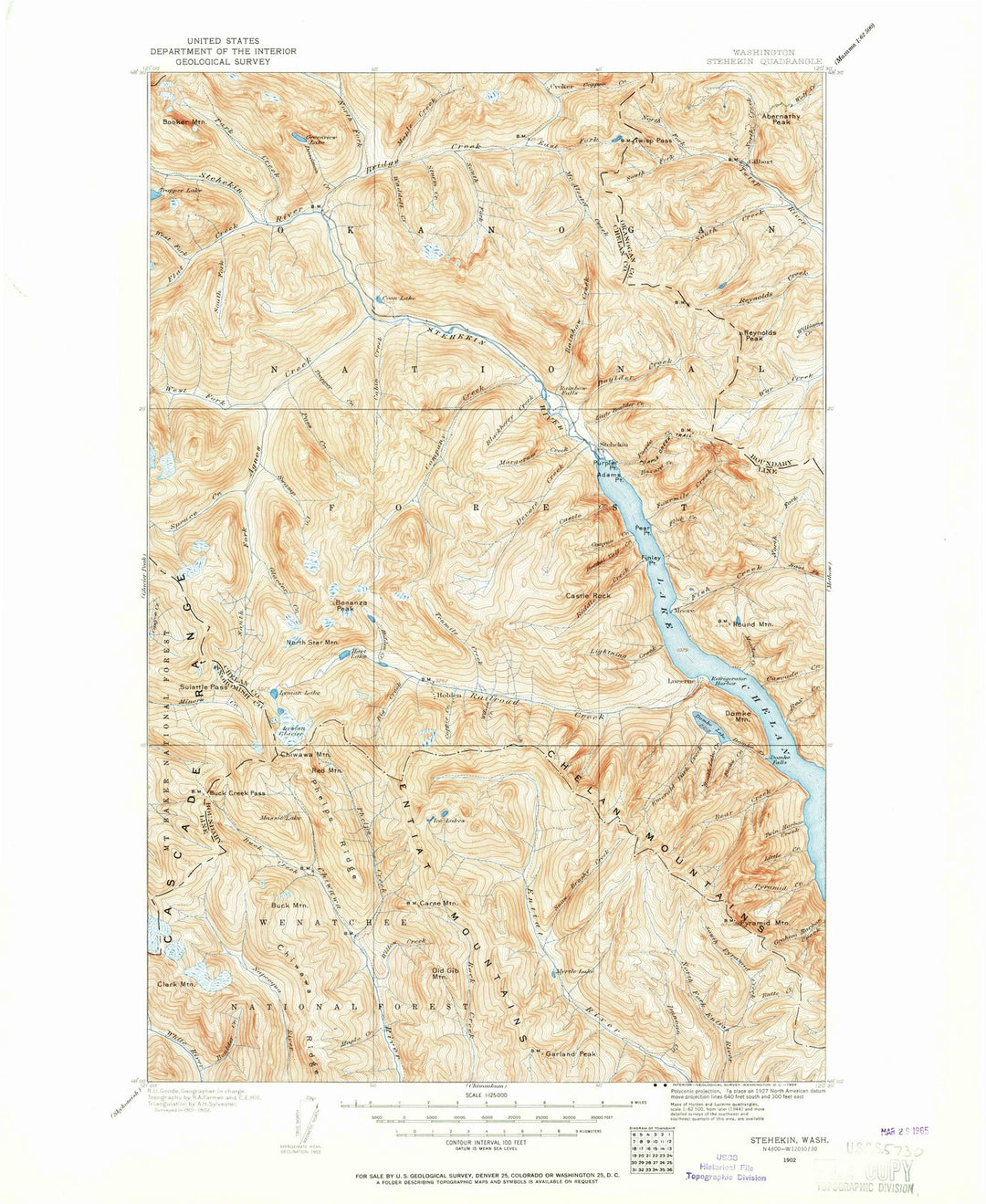 1902 Stehekin, WA - Washington - USGS Topographic Map
